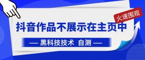 抖音黑科技：抖音作品不展示在主页中【揭秘】-风淘社