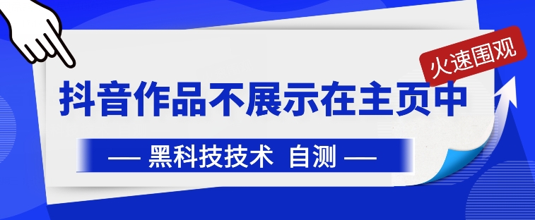 抖音黑科技:抖音作品不展示在主页中【揭秘】-风淘社