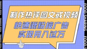 制作热评图文或视频，快速涨粉接广告，实现月入过万【揭秘】-风淘社