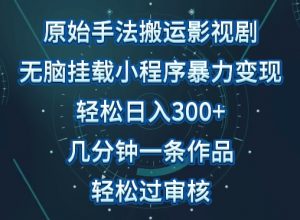 原始手法影视搬运,无脑搬运影视剧,单日收入300+,操作简单,几分钟生成一条视频,轻松过审核【揭秘】-风淘社