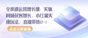 全渠道运营增长课:实体同城获客增长、小红薯实操玩法、直播带货0-1-风淘社