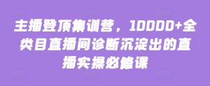 主播登顶集训营,10000+全类目直播间诊断沉淀出的直播实操必修课-风淘社