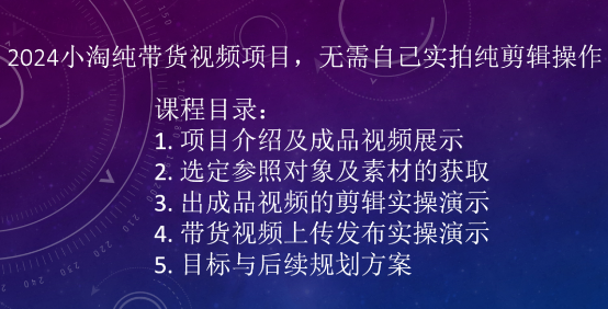 2024小淘纯带货视频项目,无需自己实拍纯剪辑操作-风淘社