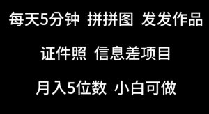 每天5分钟，拼拼图发发作品，证件照信息差项目，小白可做【揭秘】-风淘社