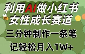 利用Ai做小红书女性成长赛道,三分钟制作一条笔记,轻松月入1w+【揭秘】-风淘社