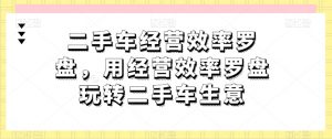 二手车经营效率罗盘,用经营效率罗盘玩转二手车生意-风淘社
