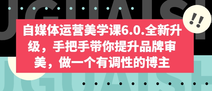 自媒体运营美学课6.0.全新升级,手把手带你提升品牌审美,做一个有调性的博主-风淘社