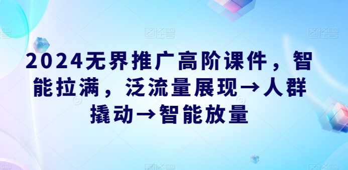 2024无界推广高阶课件,智能拉满,泛流量展现→人群撬动→智能放量-风淘社