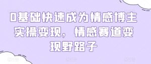 0基础快速成为情感博主实操变现,情感赛道变现野路子-风淘社
