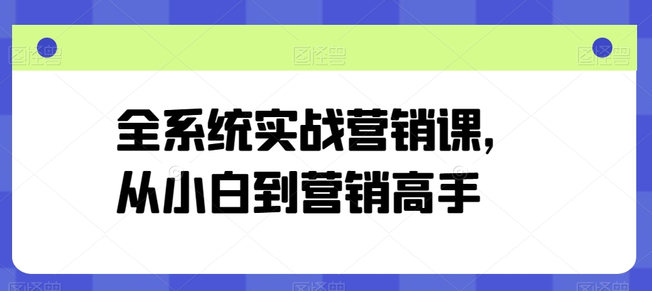 全系统实战营销课,从小白到营销高手-风淘社