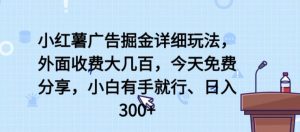 小红薯广告掘金详细玩法,外面收费大几百,小白有手就行,日入300+【揭秘】-风淘社