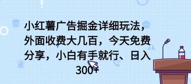 小红薯广告掘金详细玩法，外面收费大几百，小白有手就行，日入300+【揭秘】-风淘社