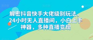 解密抖音快手大佬级别玩法，24小时无人直播间，小白上手神器，多种直播变现【揭秘】-风淘社