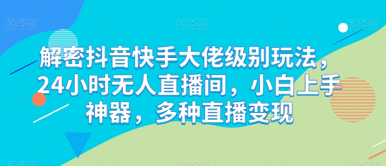解密抖音快手大佬级别玩法,24小时无人直播间,小白上手神器,多种直播变现【揭秘】-风淘社