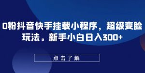 0粉抖音快手挂载小程序，超级变脸玩法，新手小白日入300+【揭秘】-风淘社