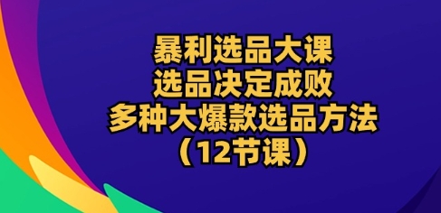 暴利选品大课:选品决定成败,教你多种大爆款选品方法(12节课)-风淘社