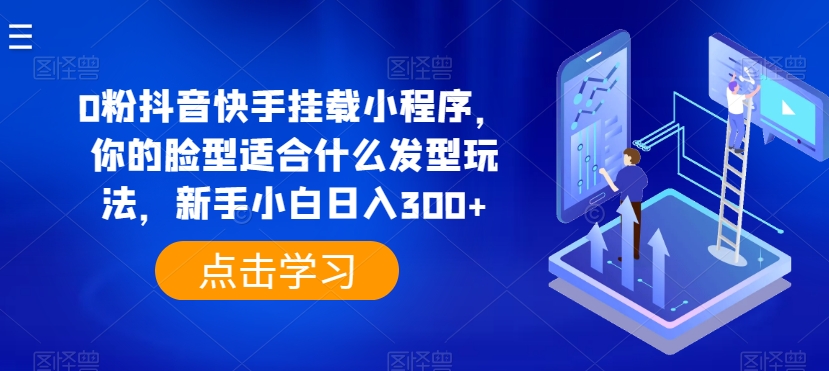 0粉抖音快手挂载小程序，你的脸型适合什么发型玩法，新手小白日入300+【揭秘】-风淘社