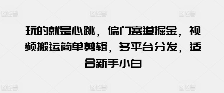 玩的就是心跳,偏门赛道掘金,视频搬运简单剪辑,多平台分发,适合新手小白【揭秘】-风淘社