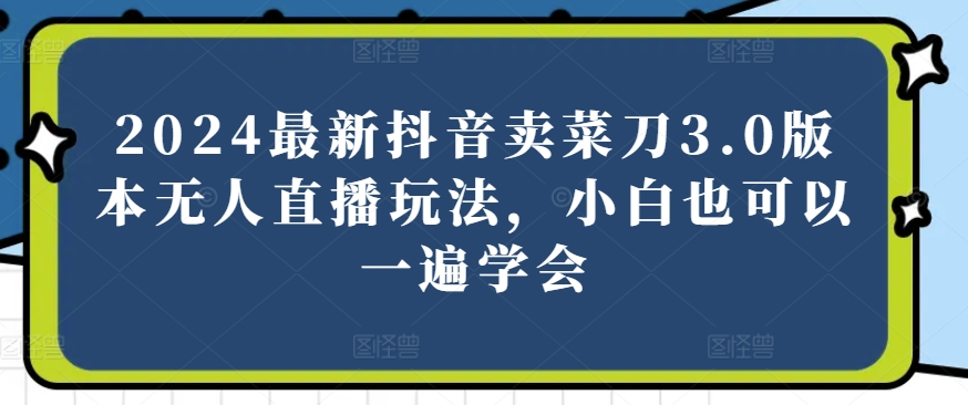 2024最新抖音卖菜刀3.0版本无人直播玩法,小白也可以一遍学会【揭秘】-风淘社