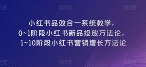 小红书品效合一系统教学,0~1阶段小红书新品投放方法论,1~10阶段小红书营销增长方法论-风淘社