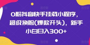 0粉抖音快手挂载小程序，超级换脸(爆款开头)，新手小白日入300+【揭秘】-风淘社