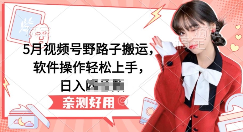 5月视频号野路子搬运，软件操作轻松上手，日入三位数【揭秘】-风淘社