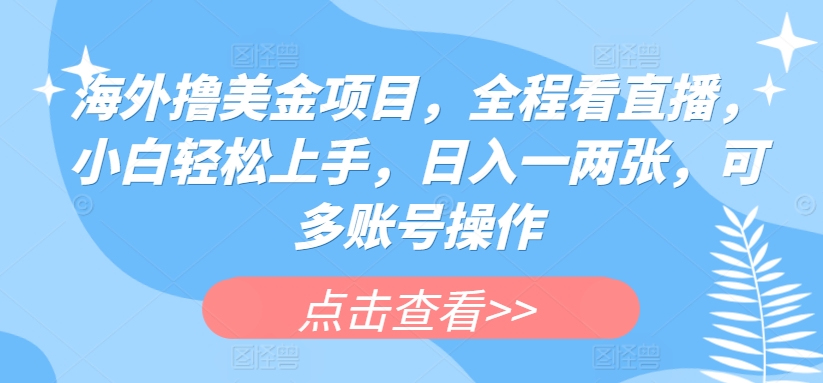 海外撸美金项目,全程看直播,小白轻松上手,日入一两张,可多账号操作【揭秘】-风淘社