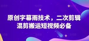 原创字幕雨技术,二次剪辑混剪搬运短视频必备【揭秘】-风淘社
