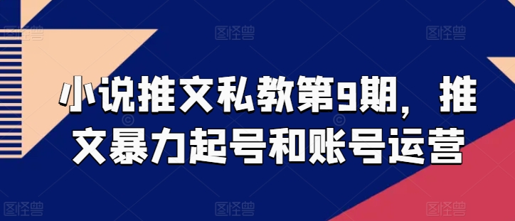 小说推文私教第9期，推文暴力起号和账号运营-风淘社