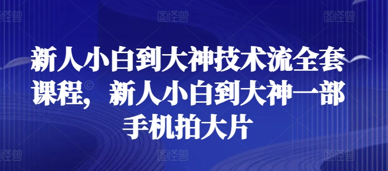 新人小白到大神技术流全套课程，新人小白到大神一部手机拍大片-风淘社