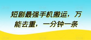 短剧最强手机搬运，万能去重，一分钟一条-风淘社