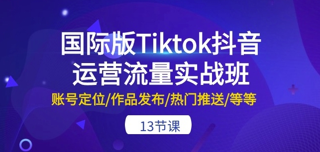 国际版Tiktok抖音运营流量实战班:账号定位/作品发布/热门推送/等等-13节-风淘社