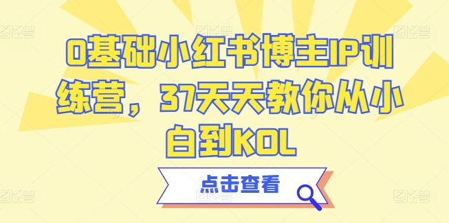 0基础小红书博主IP训练营,37天天教你从小白到KOL-风淘社