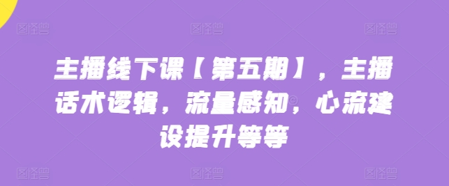 主播线下课【第五期】，主播话术逻辑，流量感知，心流建设提升等等-风淘社