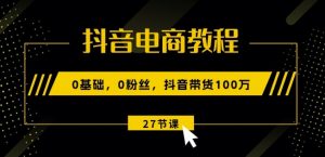 抖音电商教程:0基础,0粉丝,抖音带货100w(27节视频课)-风淘社