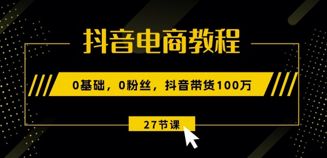 抖音电商教程:0基础,0粉丝,抖音带货100w(27节视频课)-风淘社