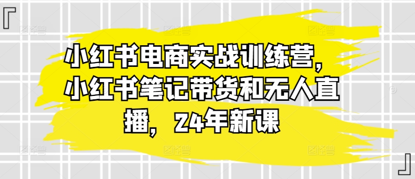 小红书电商实战训练营,小红书笔记带货和无人直播,24年新课-风淘社