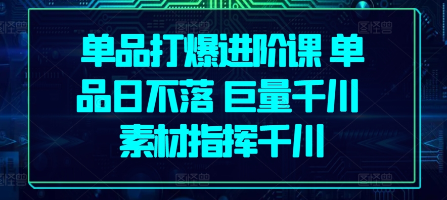 单品打爆进阶课 单品日不落 巨量千川 素材指挥千川-风淘社