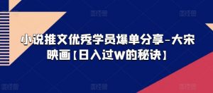 小说推文优秀学员爆单分享-大宋映画【日入过W的秘诀】-风淘社