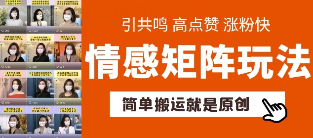 简单搬运，情感矩阵玩法，涨粉速度快，可带货，可起号【揭秘】-风淘社