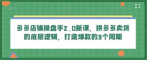 多多店铺操盘手2.0新课,拼多多卖货的底层逻辑,打造爆款的3个周期-风淘社