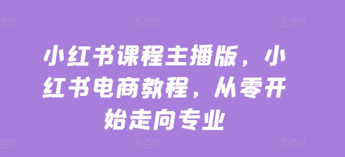 小红书课程主播版,小红书电商教程,从零开始走向专业-风淘社