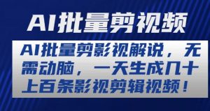 AI批量剪影视解说，无需动脑，一天生成几十上百条影视剪辑视频【揭秘】-风淘社