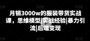 月销3000w的服装带货实战课,思维模型|实战经验|暴力引流|后端变现-风淘社