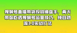 视频号直播带货投放操盘手，两天带你吃透视频号运营技巧，纯自然流3.0实战打法-风淘社