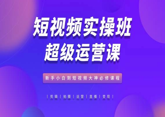 短视频实操班超级运营课,新手小白到短视频大神必修课程-风淘社