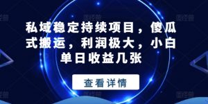 私域稳定持续项目，傻瓜式搬运，利润极大，小白单日收益几张【揭秘】-风淘社
