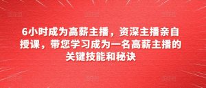 6小时成为高薪主播,资深主播亲自授课,带您学习成为一名高薪主播的关键技能和秘诀-风淘社