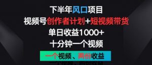 下半年风口项目,视频号创作者计划+视频带货,一个视频两份收益,十分钟一个视频【揭秘】-风淘社
