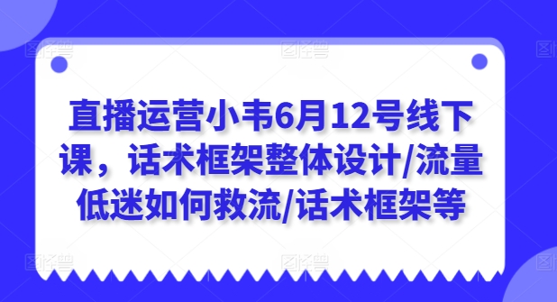 直播运营小韦6月12号线下课，话术框架整体设计/流量低迷如何救流/话术框架等-风淘社